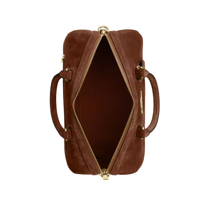 Coach Women's Rowan Large Satchel Bag Suede/Gold/Warm Brown