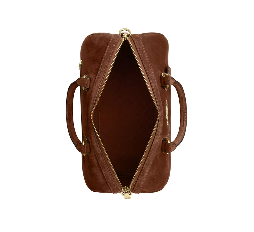 Coach Women's Rowan Large Satchel Bag Suede/Gold/Warm Brown