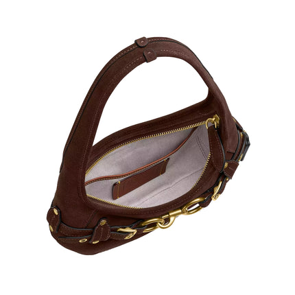Coach Women's Belted Ergo Shoulder Bag 26 Suede/Brass/Dark Chocolate