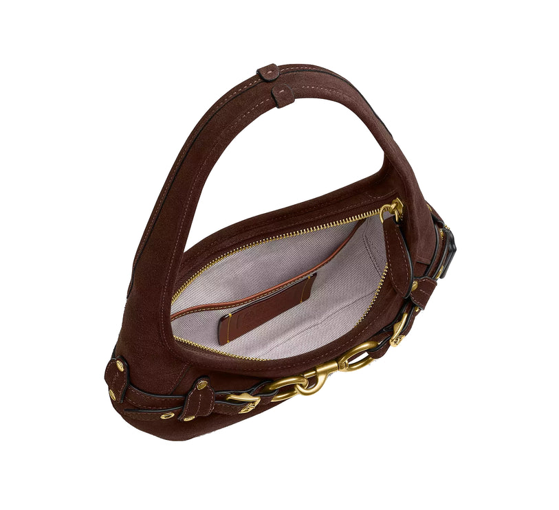 Coach Women's Belted Ergo Shoulder Bag 26 Suede/Brass/Dark Chocolate