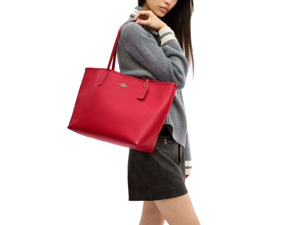 Coach Women's City Tote Bag Gold/Bright Cardinal