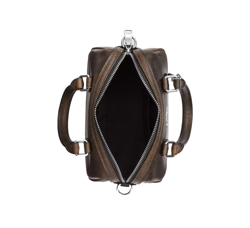 Coach Women's Mini Rowan Crossbody Bag In Loved Leather Silver/Black Brown
