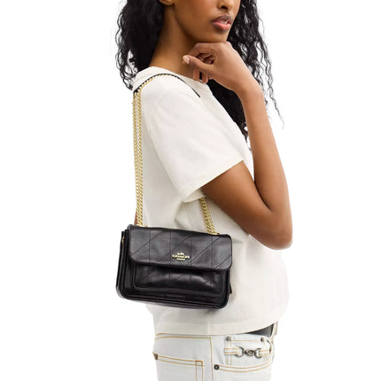 Coach Women's Elodie Crossbody Bag 18 With Quilting Gold/Black