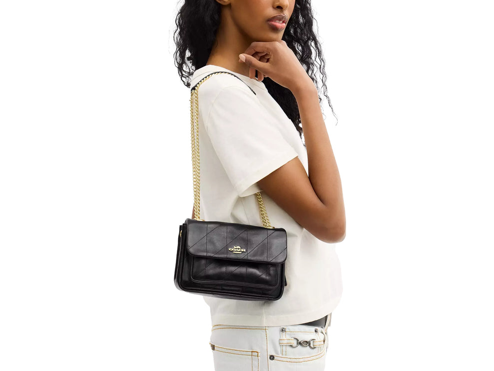 Coach Women's Elodie Crossbody Bag 18 With Quilting Gold/Black