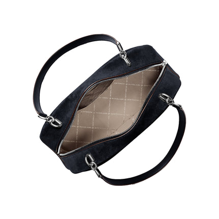 Michael Kors Women's Cecily Medium Suede Shoulder Bag Navy/Silver