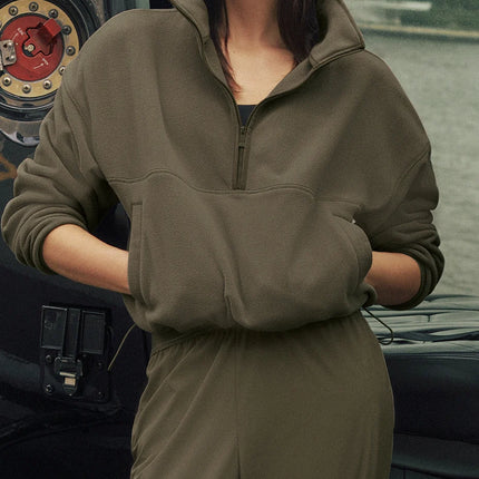 alo Women's Polar Fleece Retreat Cover Up Olive Tree