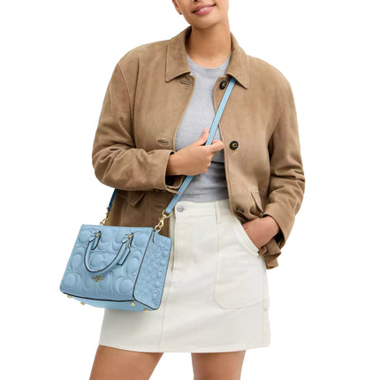 Coach Women's Maggie Small Tote Bag In Signature Leather Gold/Azure