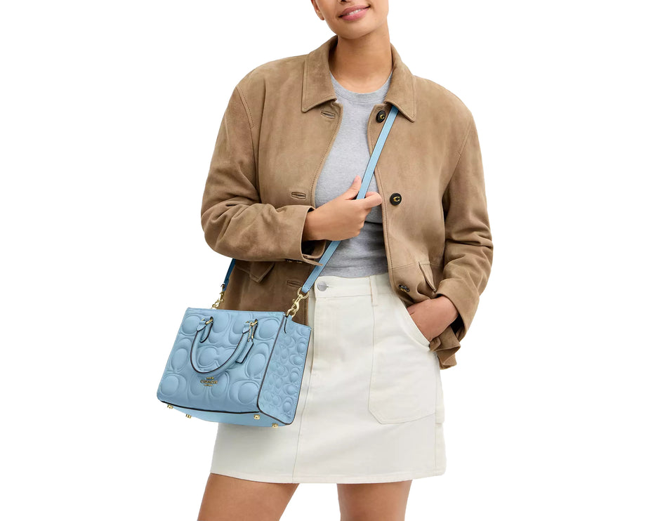 Coach Women's Maggie Small Tote Bag In Signature Leather Gold/Azure