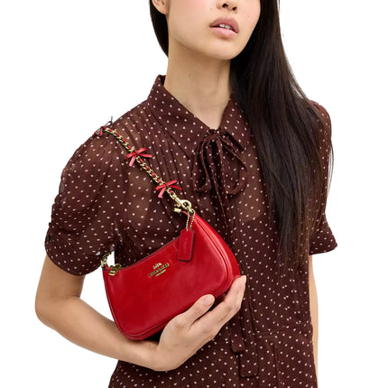 Coach Women's Teri Mini Crossbody Bag With Bows Gold/Bright Cherry