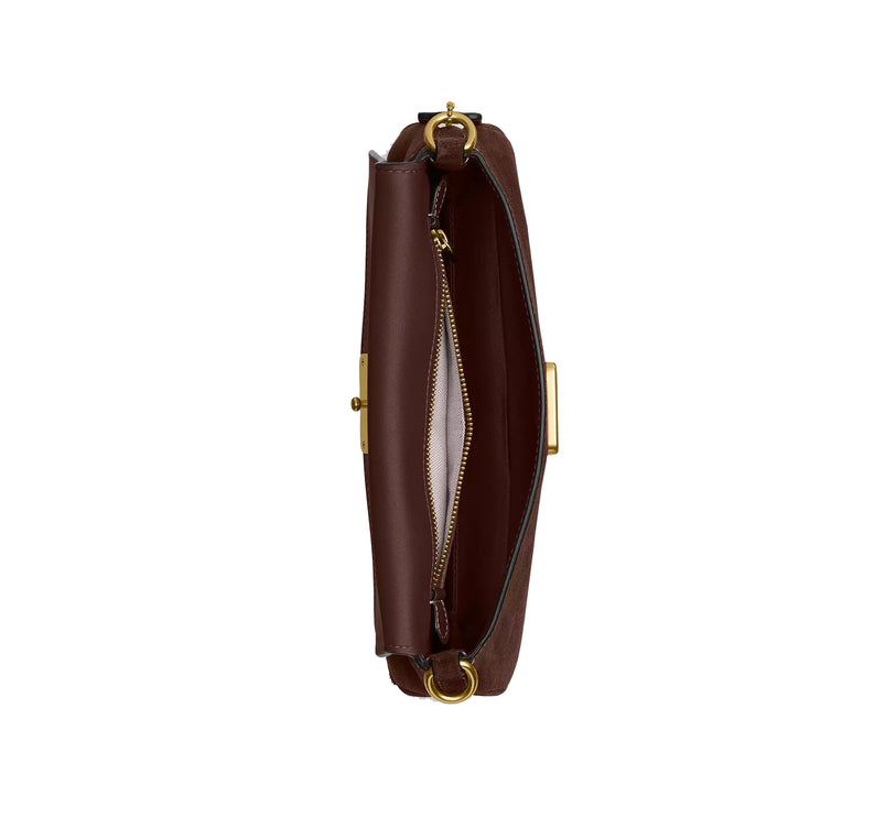 Coach Women's Jet Shoulder Bag Suede/Brass/Dark Chocolate