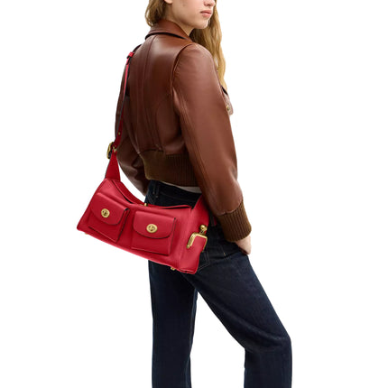 Coach Women's Turnlock Haversack Bag Brass/Scarlet