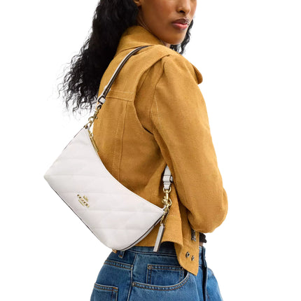 Coach Women's Caitlin Shoulder Bag With Quilting And Charm Gold/Chalk