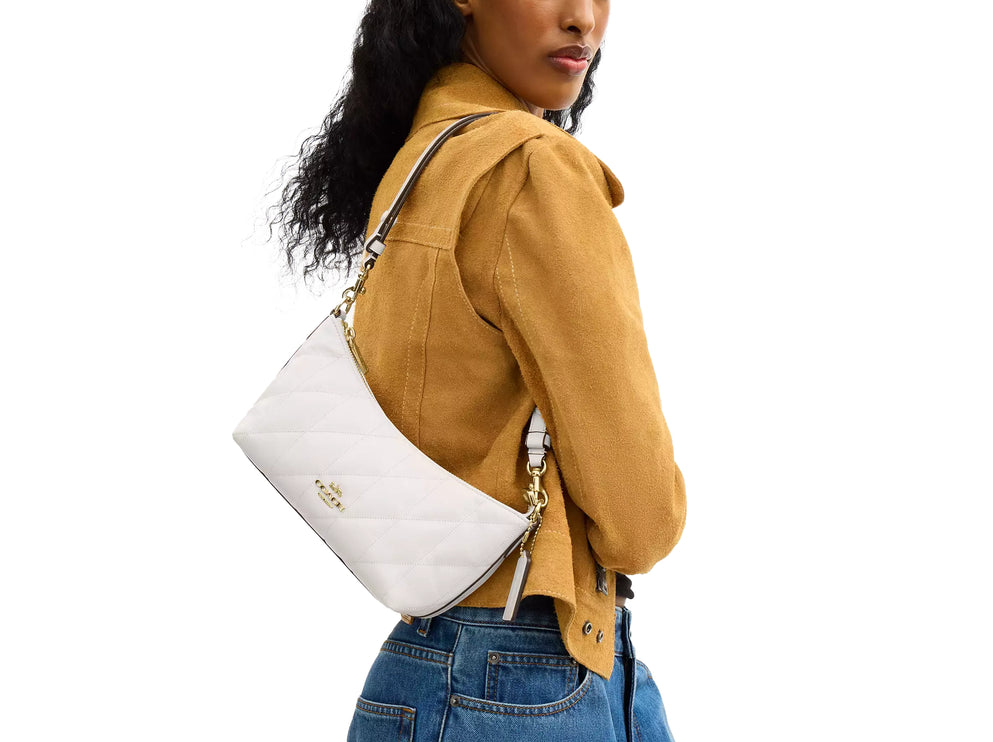Coach Women's Caitlin Shoulder Bag With Quilting And Charm Gold/Chalk