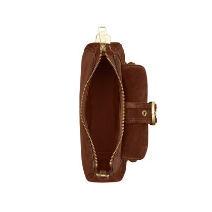Coach Women's Ashton Mini Shoulder Bag Suede/Gold/Warm Brown