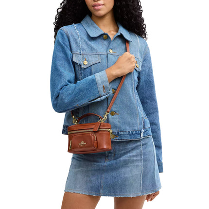 Coach Women's Rainer Crossbody Bag 18 With Pocket Gold/Cinnamon
