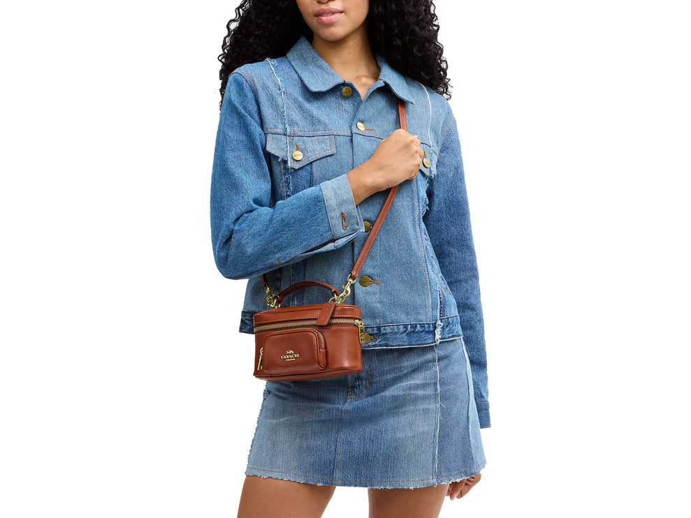 Coach Women's Rainer Crossbody Bag 18 With Pocket Gold/Cinnamon