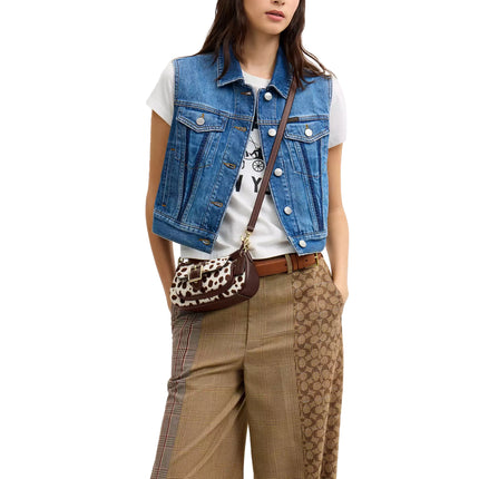 Coach Women's Ashton Mini Shoulder Bag In Haircalf Gold/Dark Brown Chalk