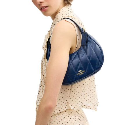 Coach Women's Emily Shoulder Bag With Quilting Gold/Deep Blue