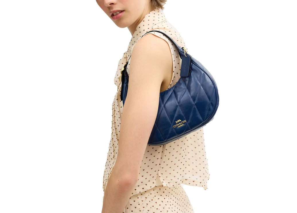 Coach Women's Emily Shoulder Bag With Quilting Gold/Deep Blue