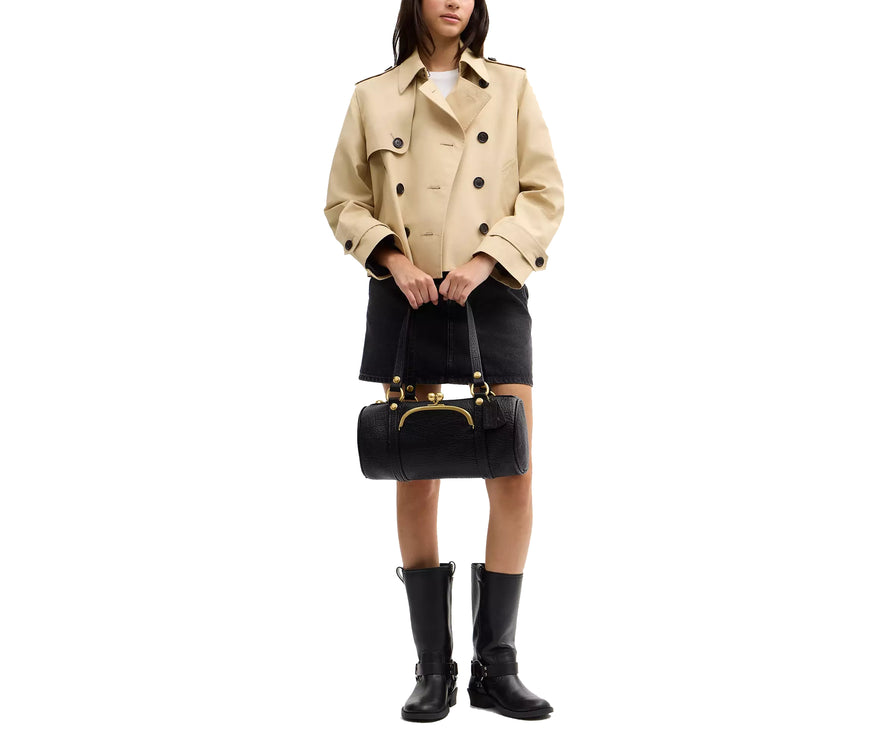 Coach Women's Kisslock Barrel Bag Brass/Black