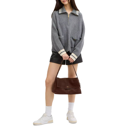 Coach Women's Chelsea Shoulder Bag 36 Suede/Brass/Dark Chocolate