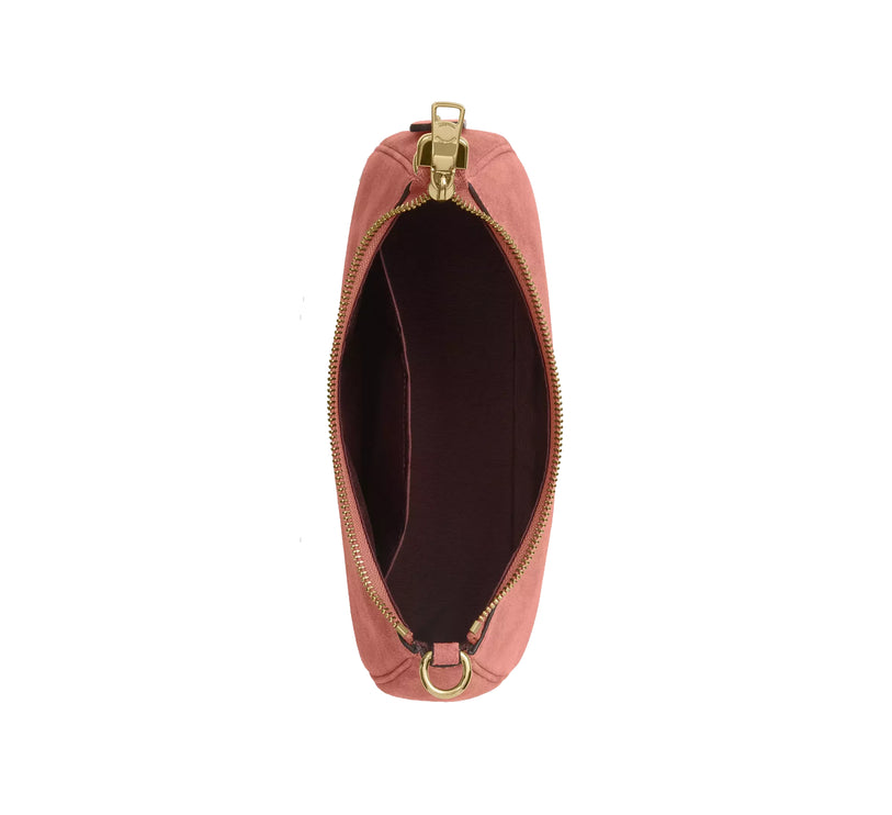 Coach Women's Teri Shoulder Bag Suede/Gold/Blush Pink