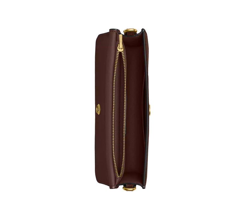 Coach Women's Elora Top Handle Crossbody Bag Suede/Brass/Dark Chocolate