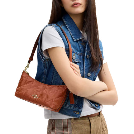 Coach Women's Caitlin Shoulder Bag With Quilting And Charm Gold/Cinnamon