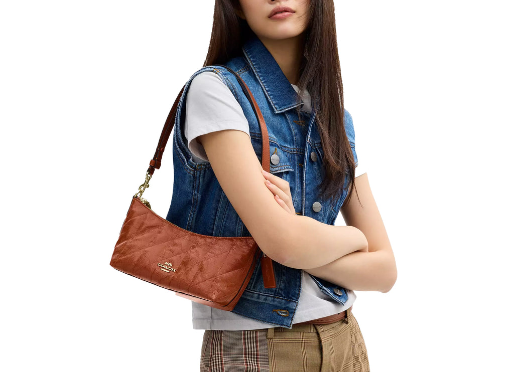 Coach Women's Caitlin Shoulder Bag With Quilting And Charm Gold/Cinnamon