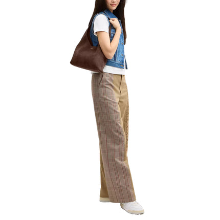 Coach Women's Brooklyn Shoulder Bag 28 Suede/Brass/Dark Chocolate
