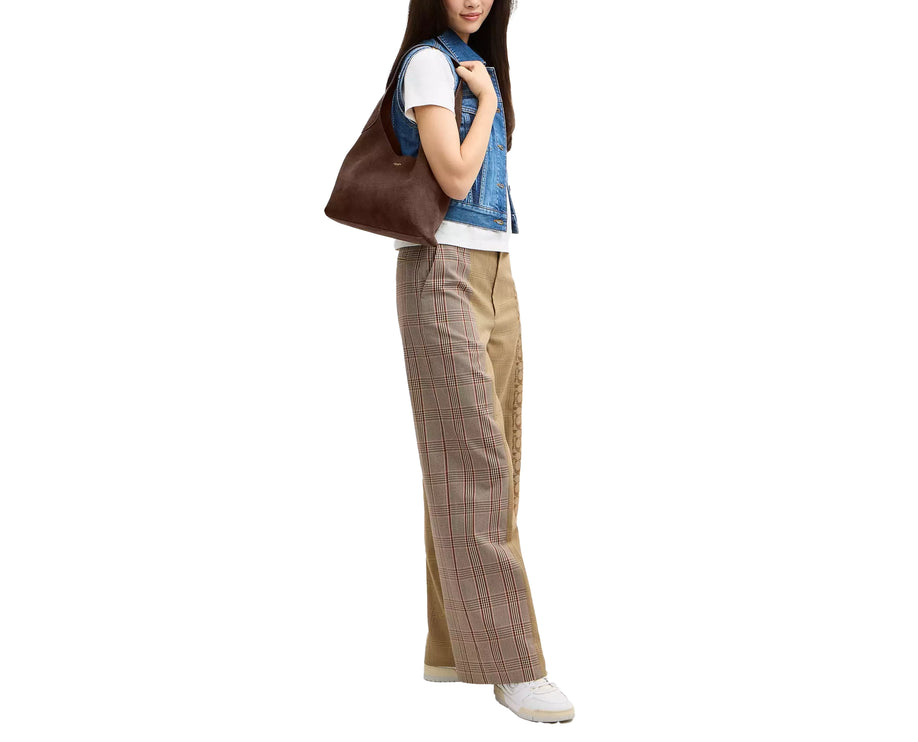 Coach Women's Brooklyn Shoulder Bag 28 Suede/Brass/Dark Chocolate