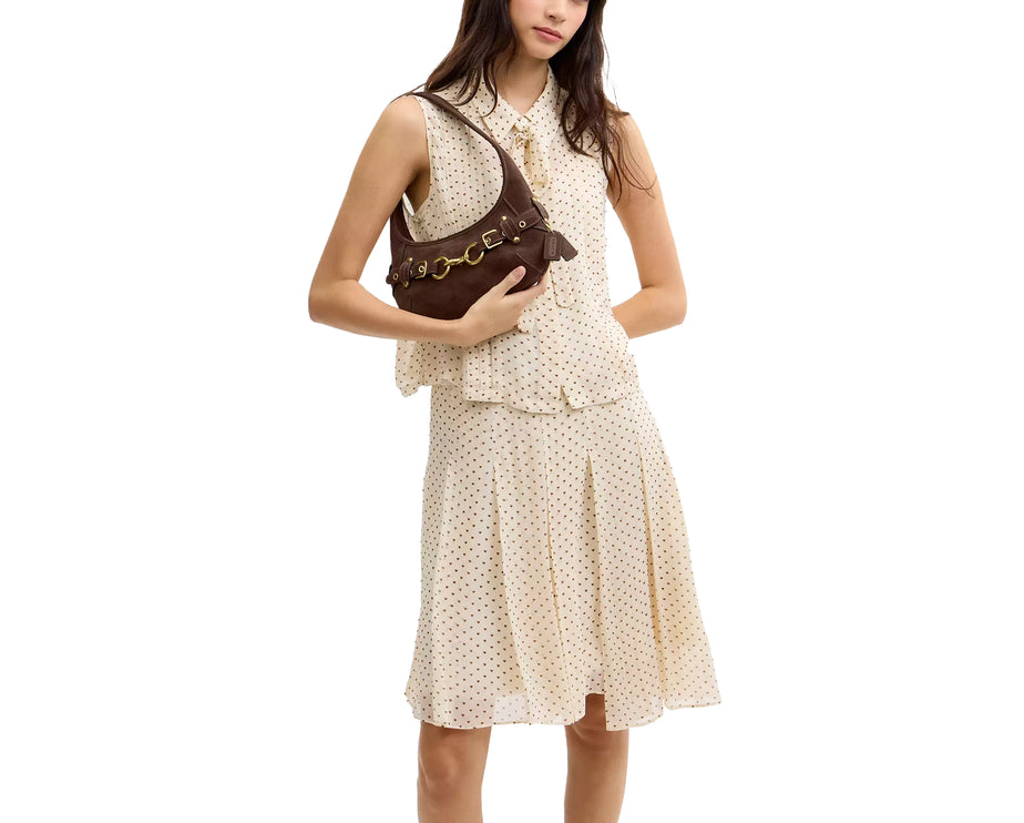 Coach Women's Belted Ergo Shoulder Bag 26 Suede/Brass/Dark Chocolate