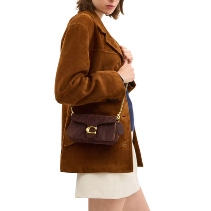 Coach Women's Tabby Chain Crossbody Bag 19 With Quilting Suede/Brass/Dark Chocolate