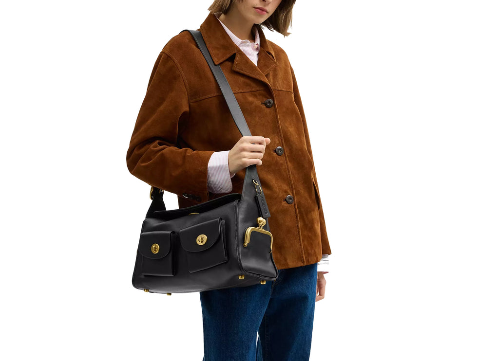 Coach Women's Turnlock Haversack Bag Brass/Black