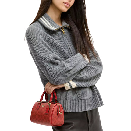 Coach Women's Mini Rowan Crossbody Bag In Signature Canvas Gold/Crimson