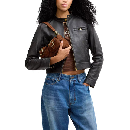 Coach Women's Ashton Shoulder Bag Suede/Gold/Warm Brown