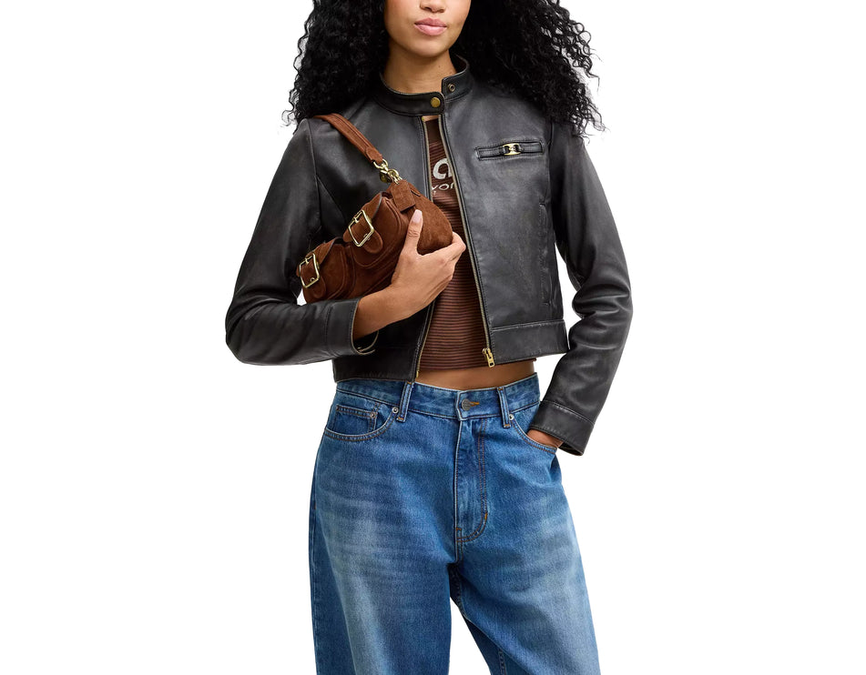 Coach Women's Ashton Shoulder Bag Suede/Gold/Warm Brown
