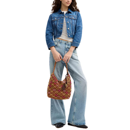 Coach Women's Brooklyn Shoulder Bag 28 With Wooden Beading Brass/Maple Multi