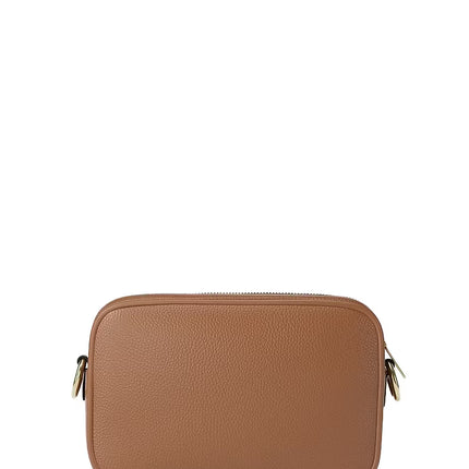 Michael Kors Women's Jet Set Large Pebbled Leather Camera Crossbody Bag Luggage/Gold