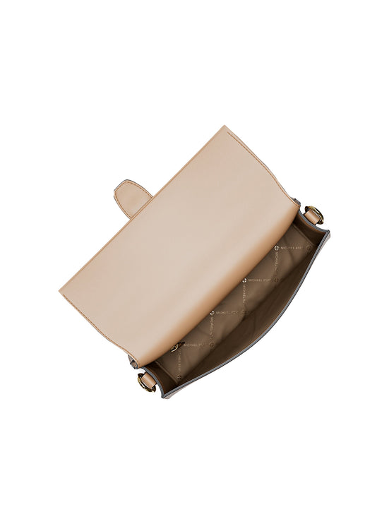 Michael Kors Women's Greenwich Medium Printed Signature Logo Convertible Shoulder Bag Camel/Gold