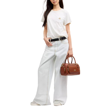Coach Women's Rowan Satchel Bag With Pockets Gold/Cinnamon