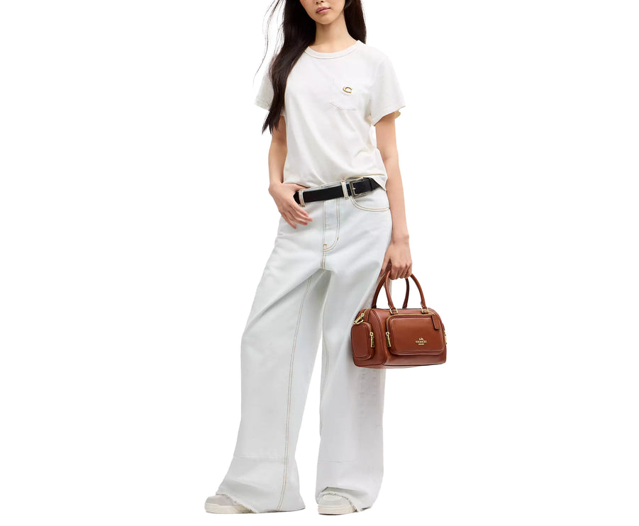 Coach Women's Rowan Satchel Bag With Pockets Gold/Cinnamon