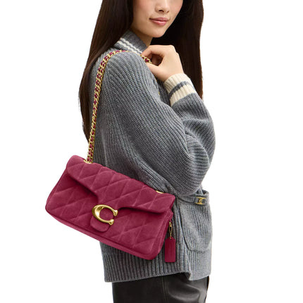 Coach Women's Tabby Shoulder Bag 26 With Quilting Brass/Dark Fuchsia