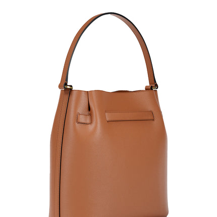 Michael Kors Women's Carson Medium Pebbled Leather Convertible Bucket Crossbody Bag Luggage/Gold
