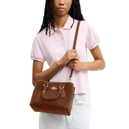 Coach Women's Station Carryall Bag Suede/Gold/Warm Brown