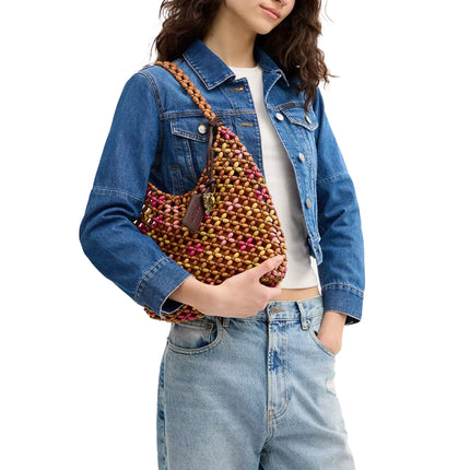 Coach Women's Brooklyn Shoulder Bag 28 With Wooden Beading Brass/Maple Multi