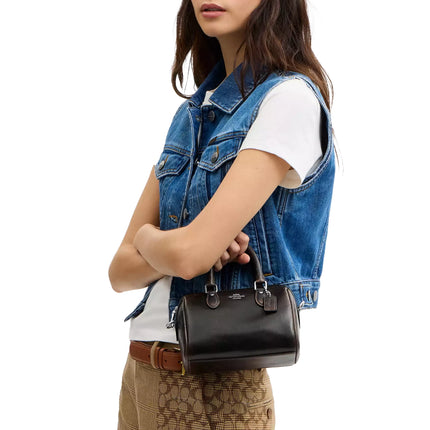 Coach Women's Mini Rowan Crossbody Bag In Loved Leather Silver/Black Brown