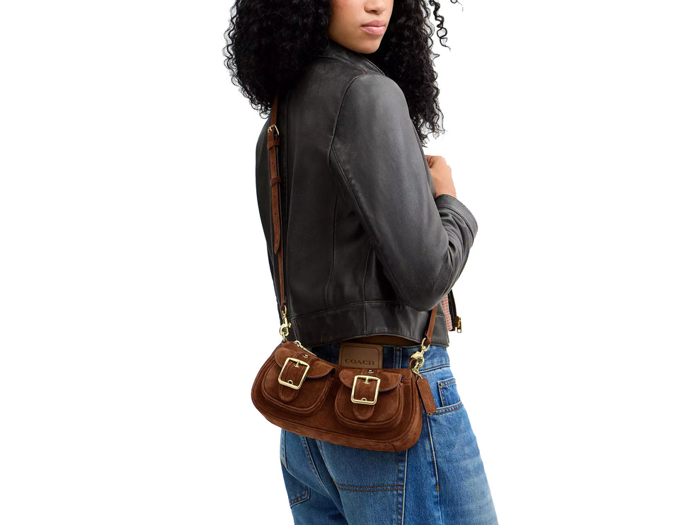 Coach Women's Ashton Shoulder Bag Suede/Gold/Warm Brown