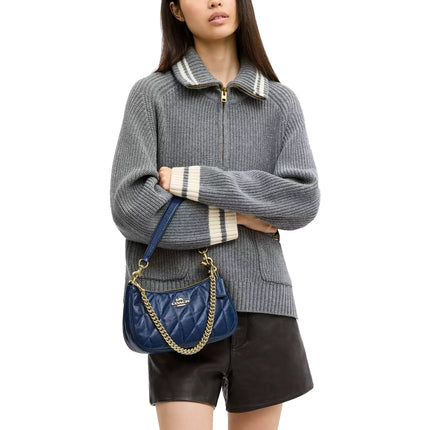 Coach Women's Teri Shoulder Bag With Quilting Gold/Deep Blue
