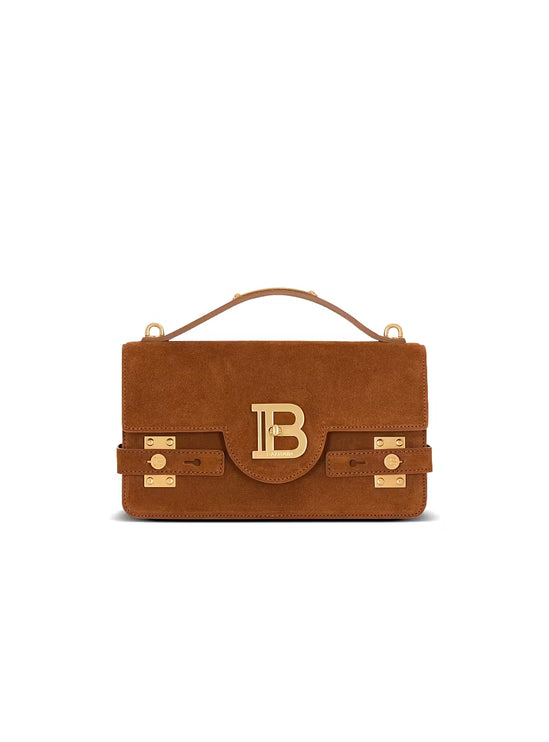 Balmain Women's Suede B-Buzz Shoulder 24 Bag Brown